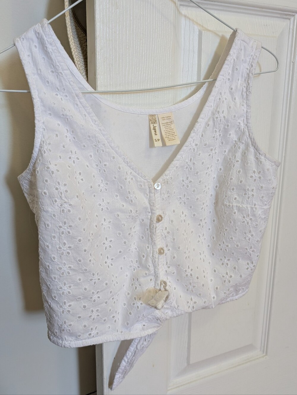 Cotton Eyelet Tie-Front Camisole
